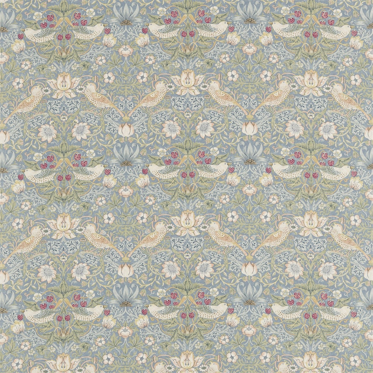 226713 Strawberry Thief Compilation Slate/Velluml Fabric by Morris & Co