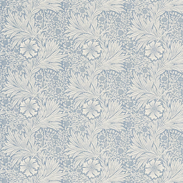 226715 Marigold Compilation China Blue/Ivory Fabric by Morris & Co