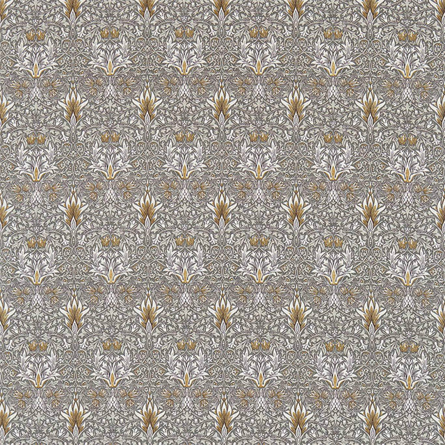 226717 Snakeshead Compilation Pewter/Gold Fabric by Morris & Co