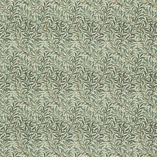 226722 Willow Boughs Compilation Cream/Green Fabric by Morris & Co