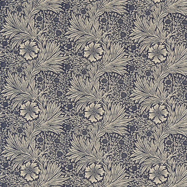 226725 Marigold Compilation Indigo/Linen Fabric by Morris & Co