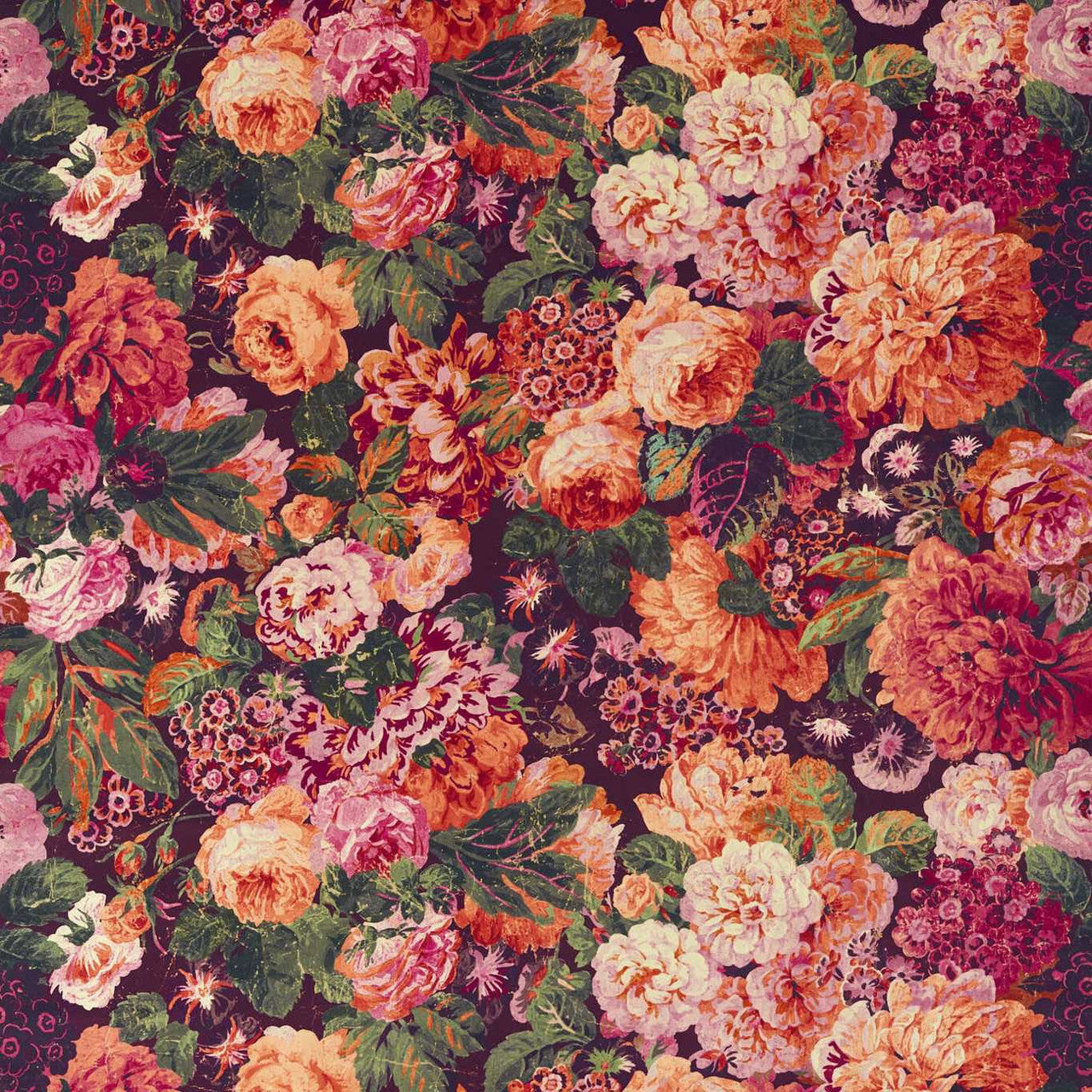 226883 Very Rose & Peony One Sixty Wild Plum Fabric by Sanderson