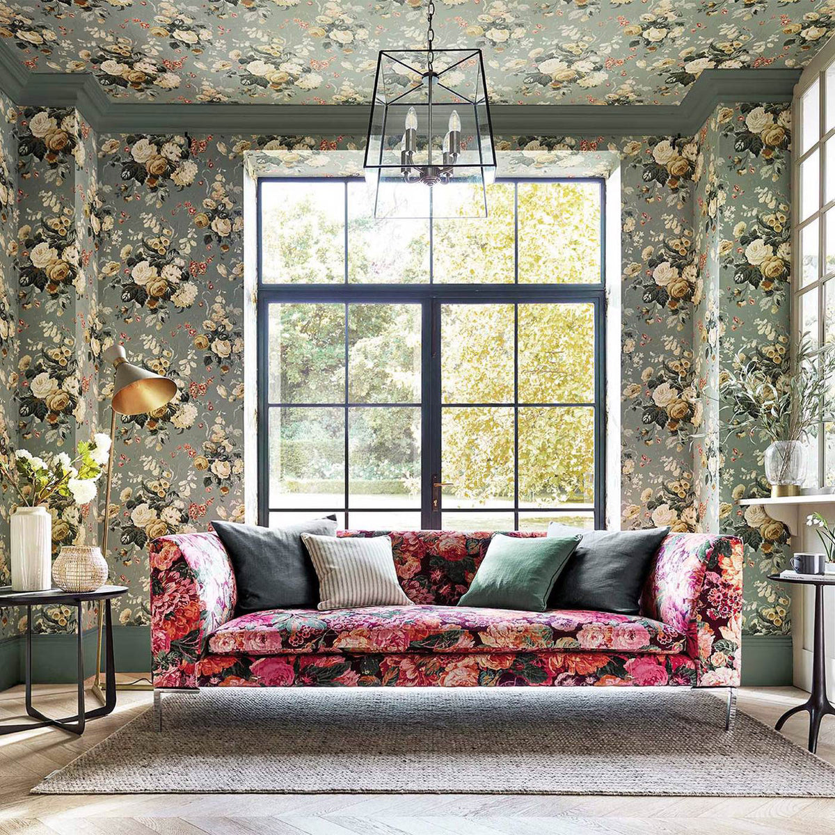 Very Rose & Peony One Sixty Wild Plum Fabric by Sanderson