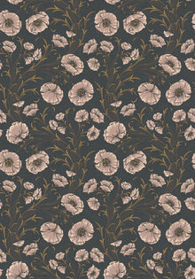 2268 Poppy Flow Black and Purple Wallpaper by Boråstapeter