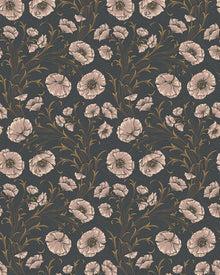 Poppy Flow Black and Purple Treasured Wallpaper by Boråstapeter