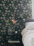 Poppy Flow Black and Purple Treasured Wallpaper by Boråstapeter