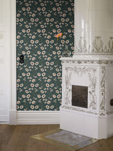 2268 Poppy Flow Black and Purple Wallpaper by Boråstapeter