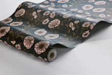 Poppy Flow Black and Purple Treasured Wallpaper by Boråstapeter