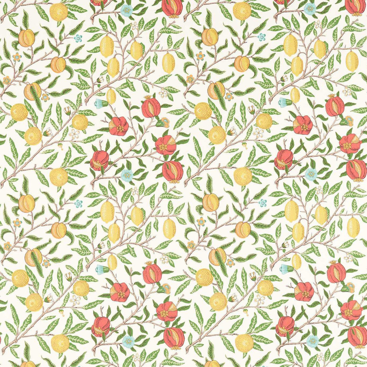 226907 Fruit Simply Morris Leaf Green/Madder Fabric by Morris & Co