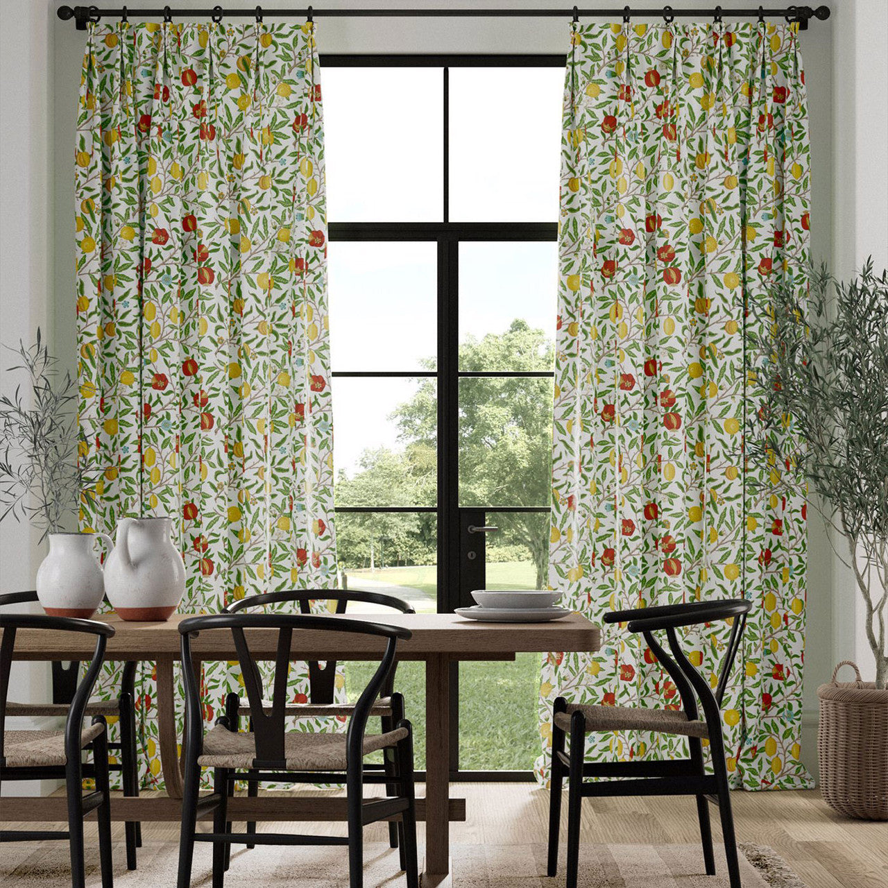 226907 Fruit Simply Morris Leaf Green/Madder Fabric by Morris & Co