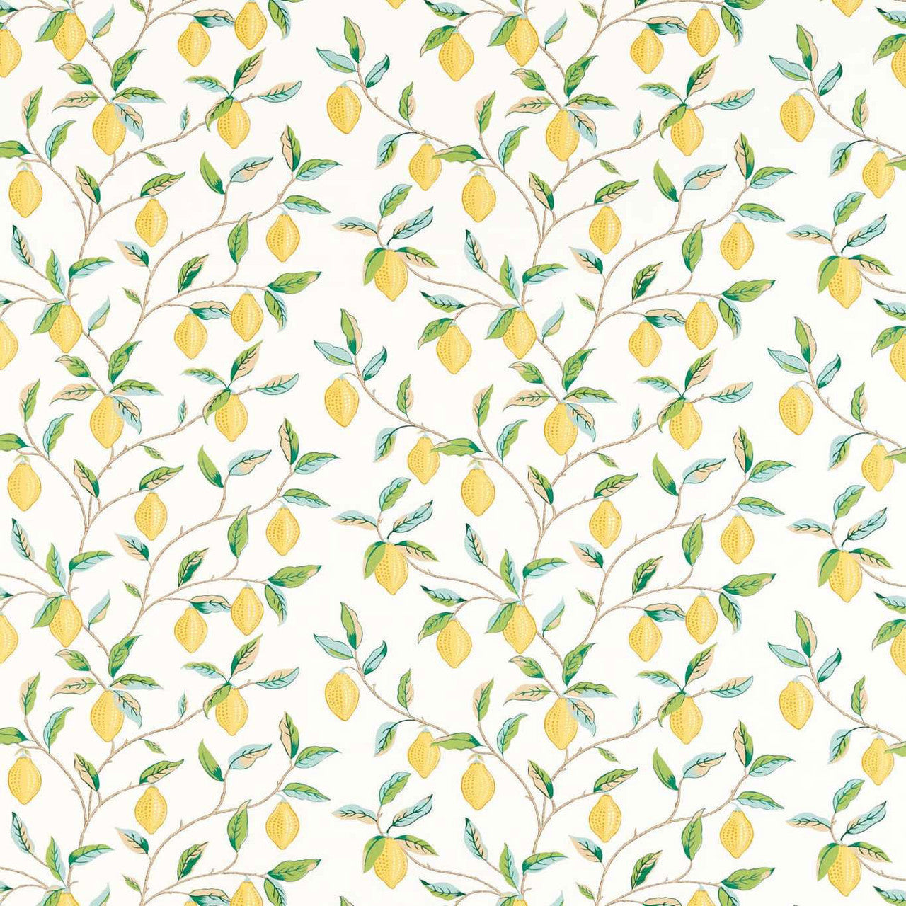 226909 Lemon Tree Simply Morris Lemon/Bayleaf Fabric by Morris & Co