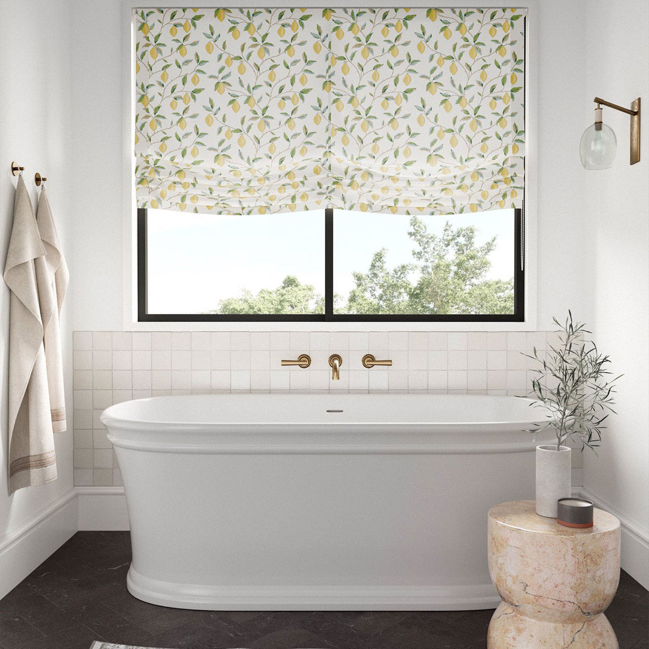 226909 Lemon Tree Simply Morris Lemon/Bayleaf Fabric by Morris & Co