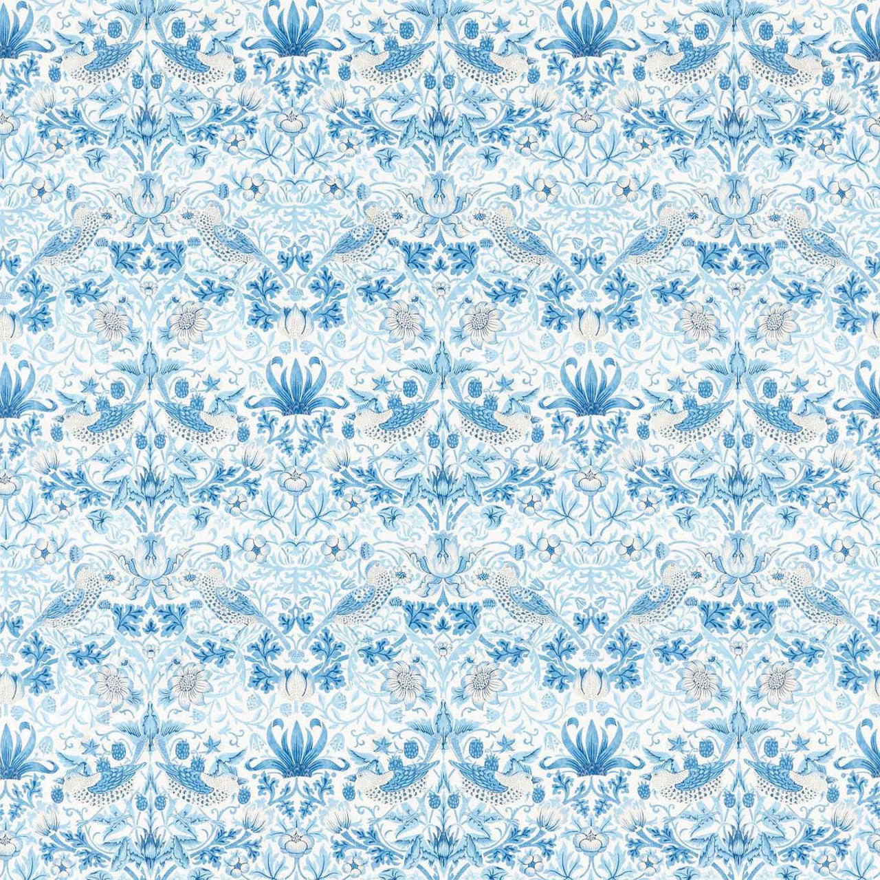 226916 Strawberry Thief Simply Morris Woad Fabric by Morris & Co