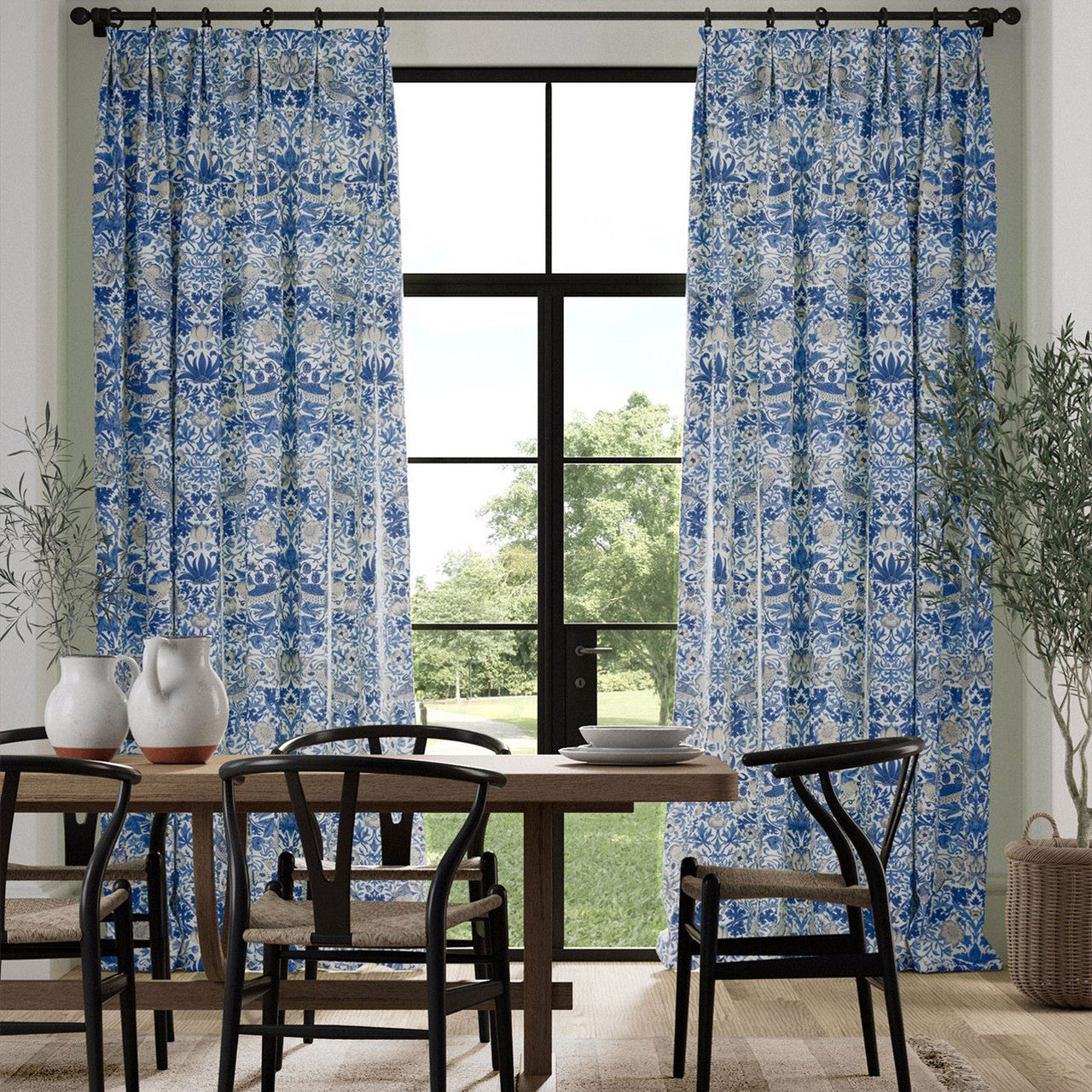 226916 Strawberry Thief Simply Morris Woad Fabric by Morris & Co