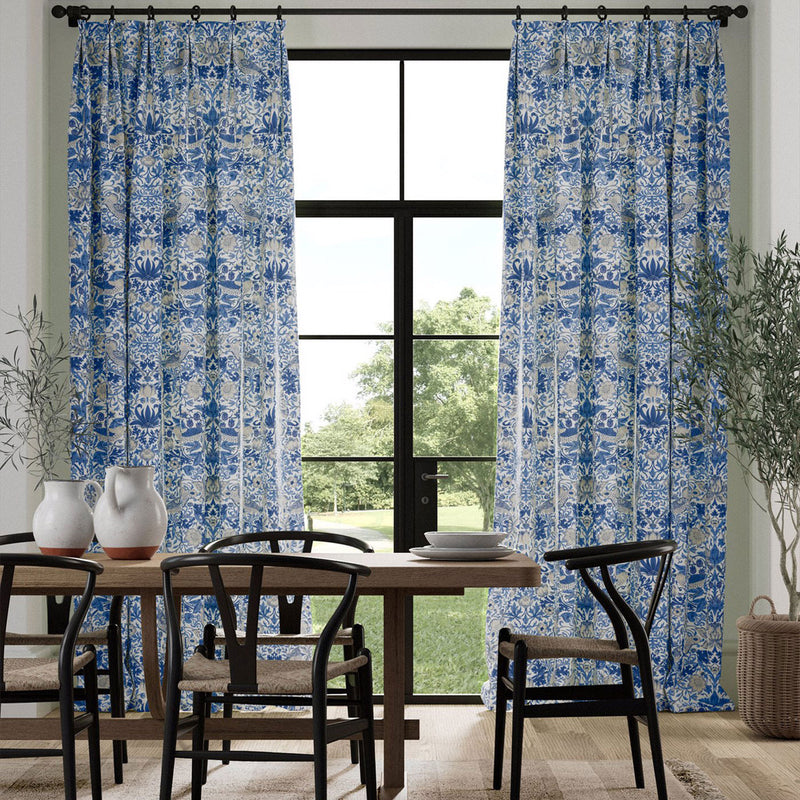 226916 Strawberry Thief Simply Morris Woad Fabric by Morris & Co