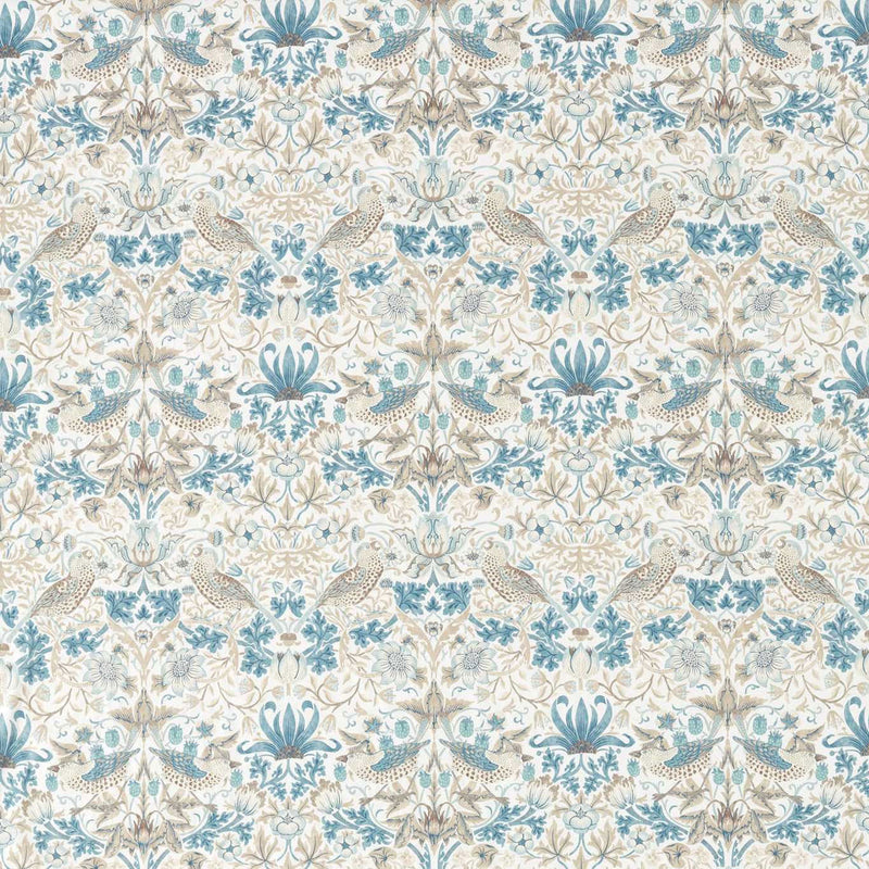 226917 Strawberry Thief Simply Morris Slate/Vellum Fabric by Morris & Co