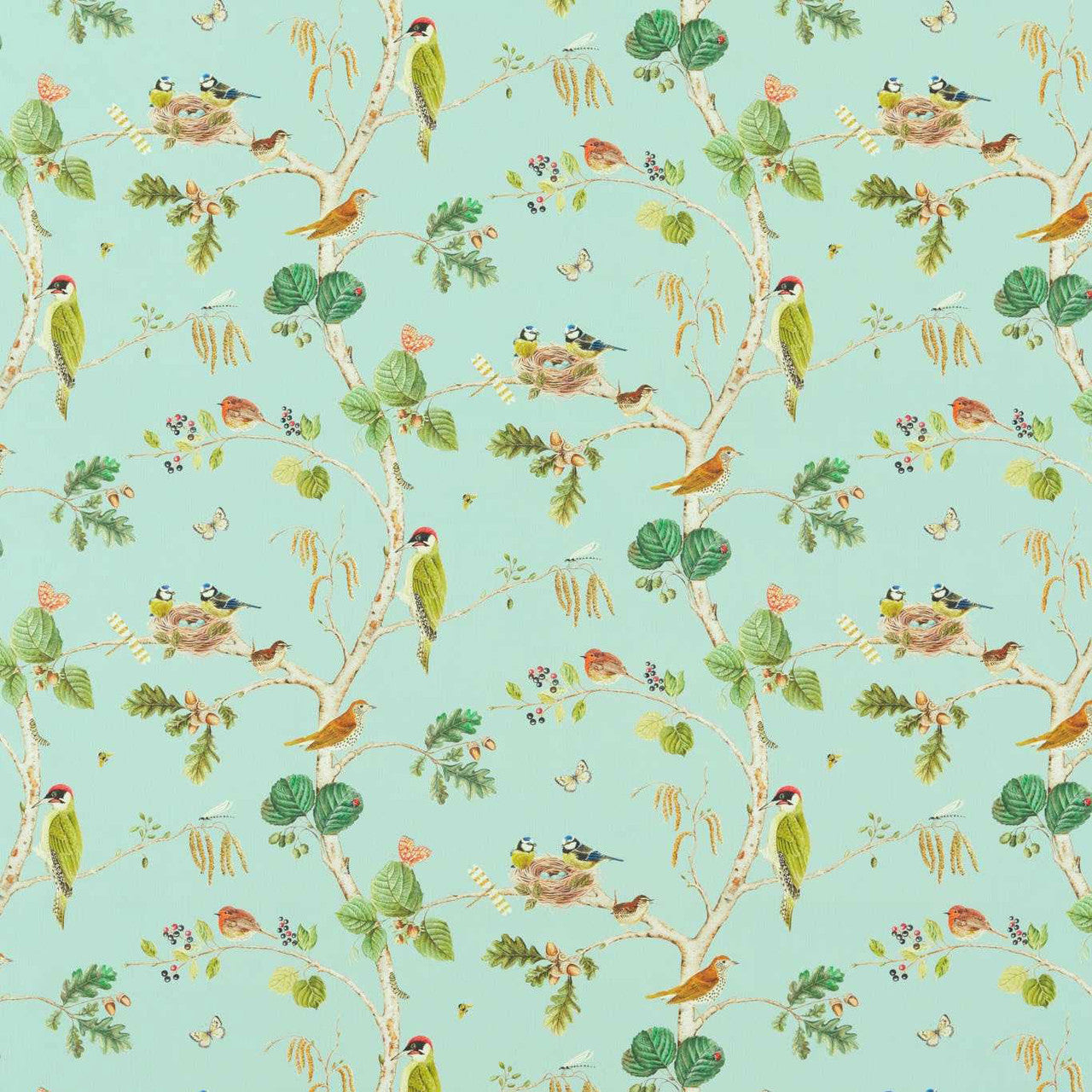 226937 Woodland Chorus Indoor Outdoor Prints Sky Blue/Multi Fabric by Sanderson
