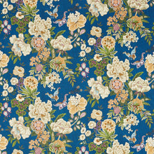 226960 Emperor Peony Water Garden Herbal Blue/Amber Fabric by Sanderson