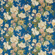 Emperor Peony Water Garden Herbal Blue/Amber Fabric by Sanderson