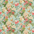 Emperor Peony Water Garden Jade/Apricot Fabric by Sanderson