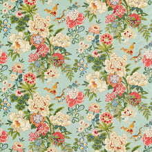 226963 Emperor Peony Water Garden Jade/Apricot Fabric by Sanderson