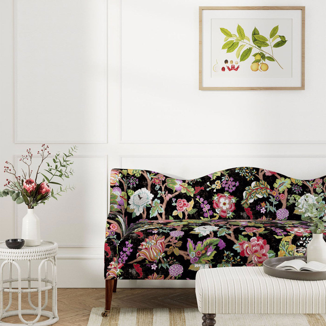 226967 Fusang Tree Water Garden Ink Black/Multi Fabric by Sanderson