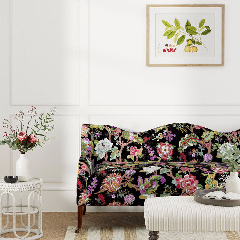 226967 Fusang Tree Water Garden Ink Black/Multi Fabric by Sanderson