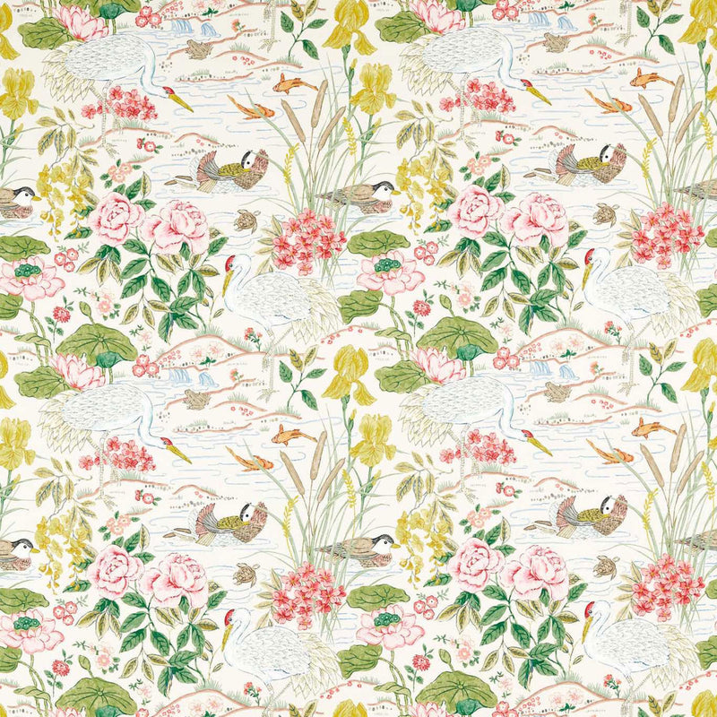 226968 Crane & Frog Water Garden Lotus Pink/Gosling Fabric by Sanderson