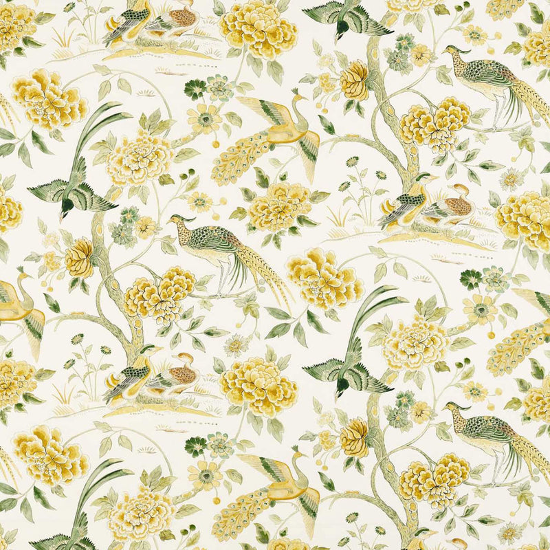 226973 Indienne Peacock Water Garden Gosling Yellow Fabric by Sanderson