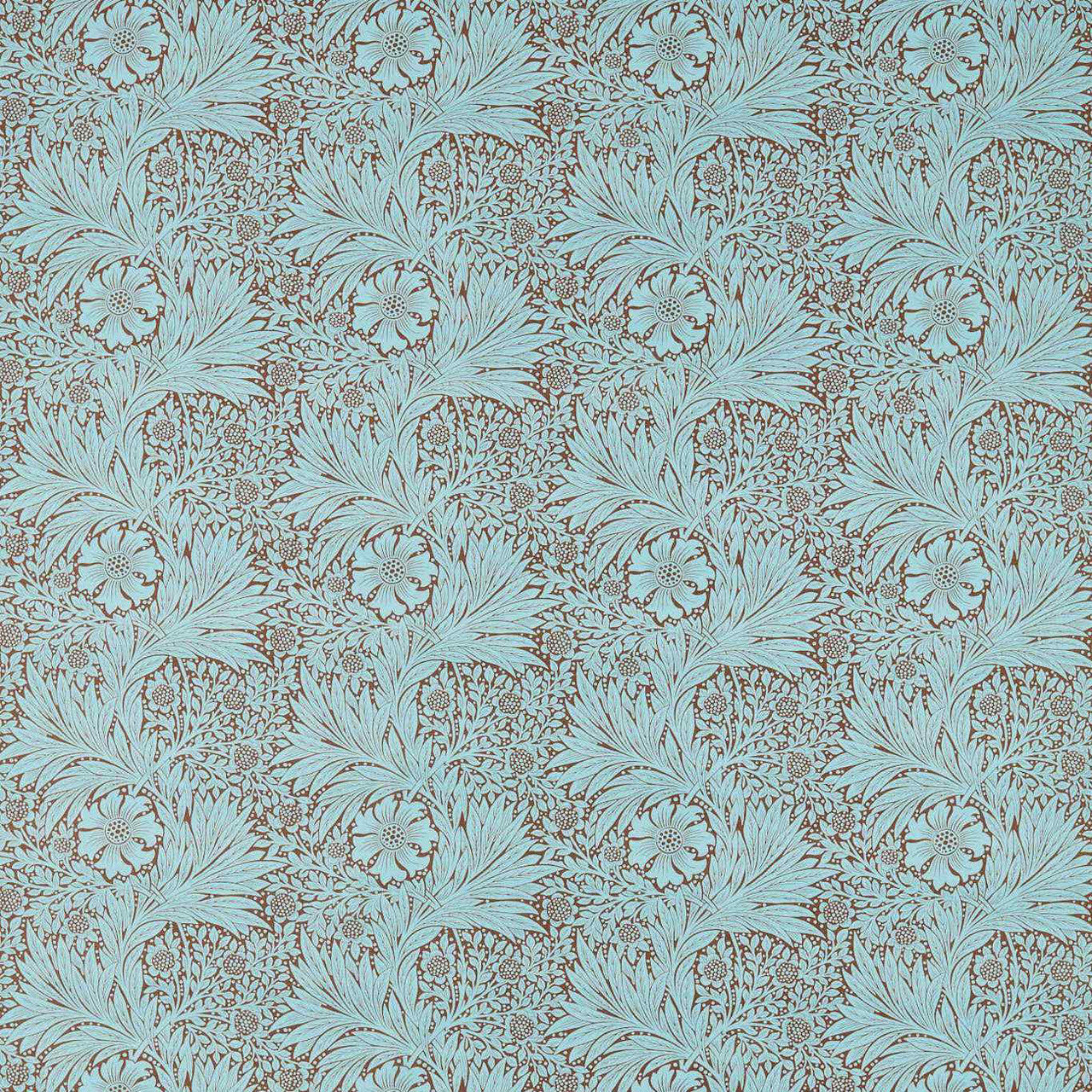 226980 Marigold Cornubia Sky/Chocolate Fabric by Morris & Co