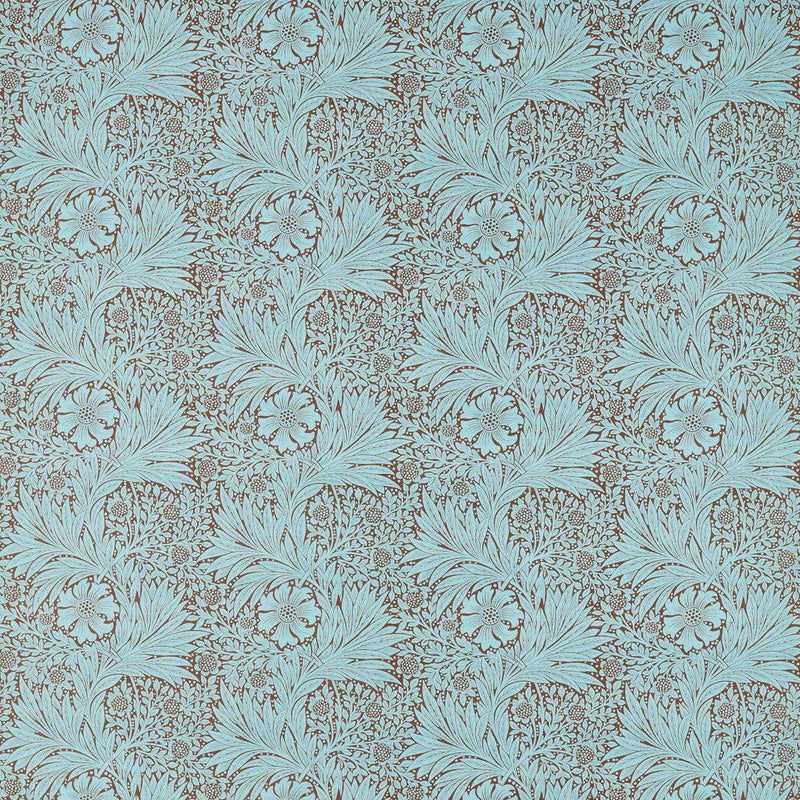 226980 Marigold Cornubia Sky/Chocolate Fabric by Morris & Co
