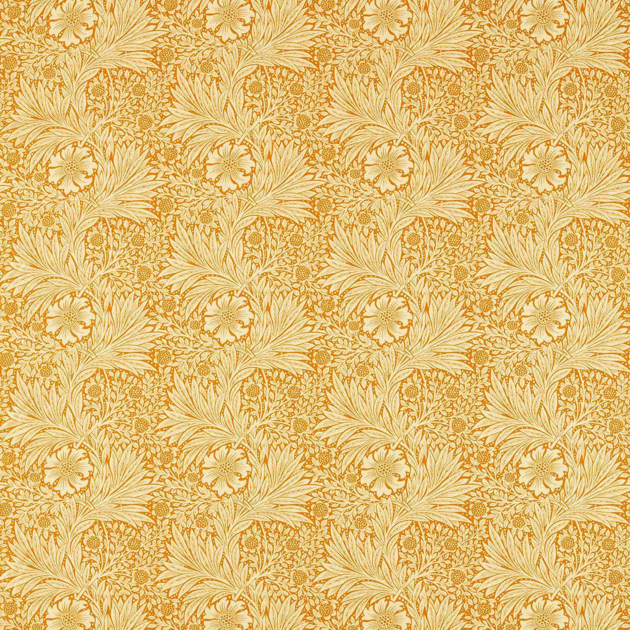 226981 Marigold Cornubia Cream/Orange Fabric by Morris & Co