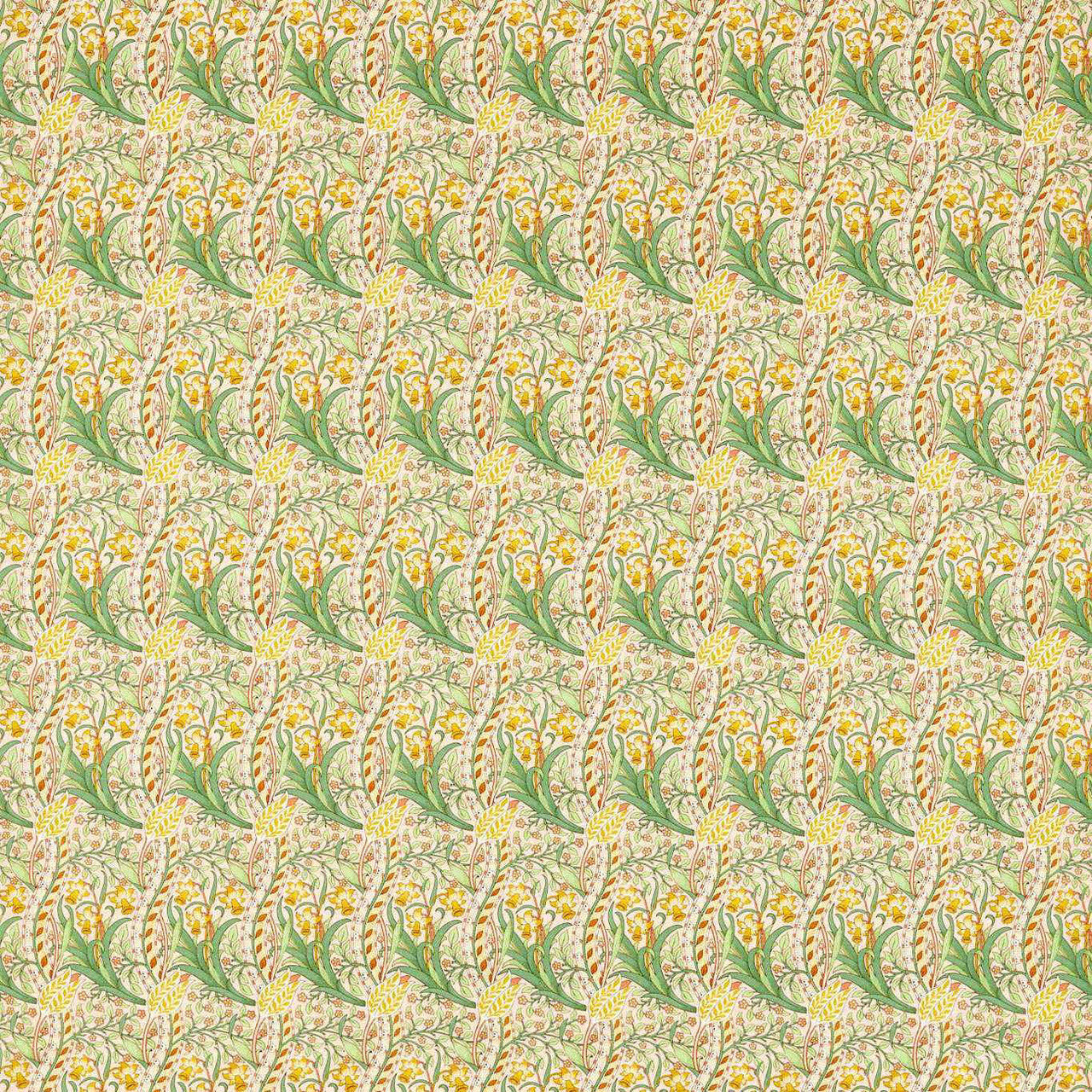 226992 Daffodil Cornubia Pink/Leaf Green Fabric by Morris & Co