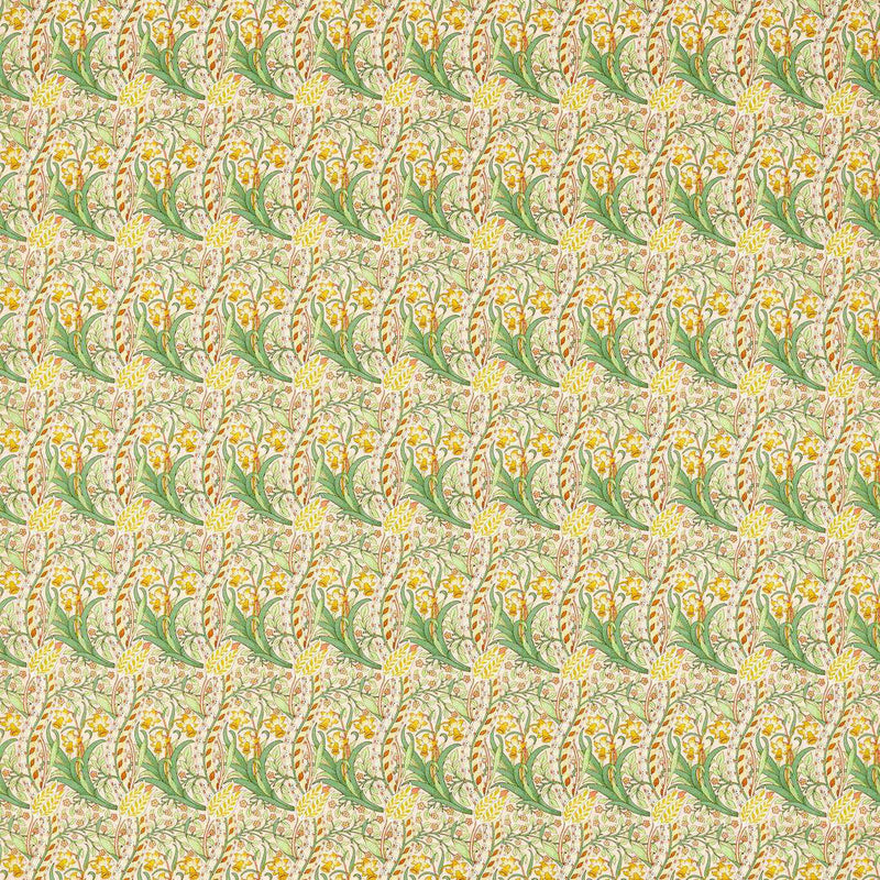 226992 Daffodil Cornubia Pink/Leaf Green Fabric by Morris & Co