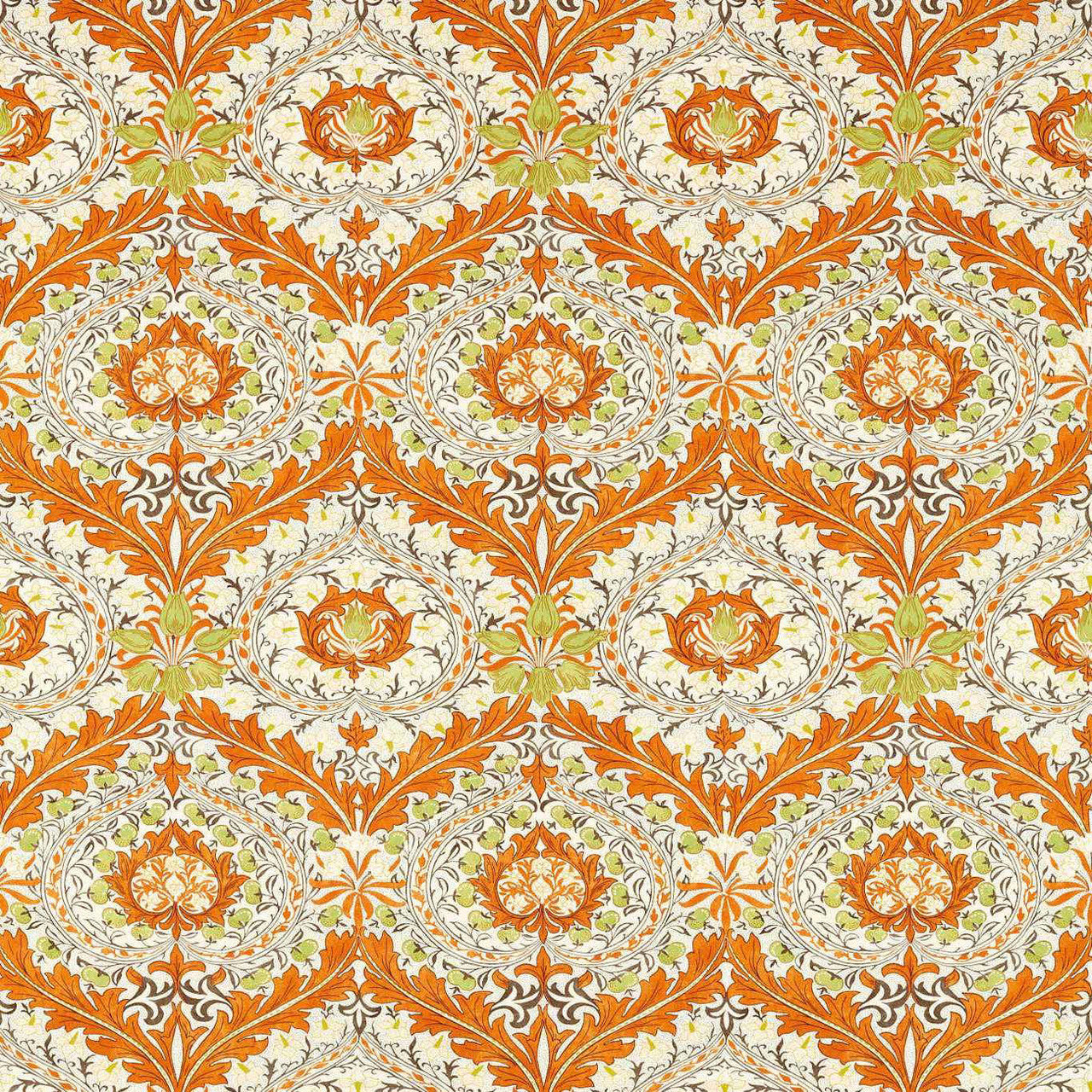 226994 Merton Cornubia Burnt Orange/Chartreuse Fabric by Morris & Co