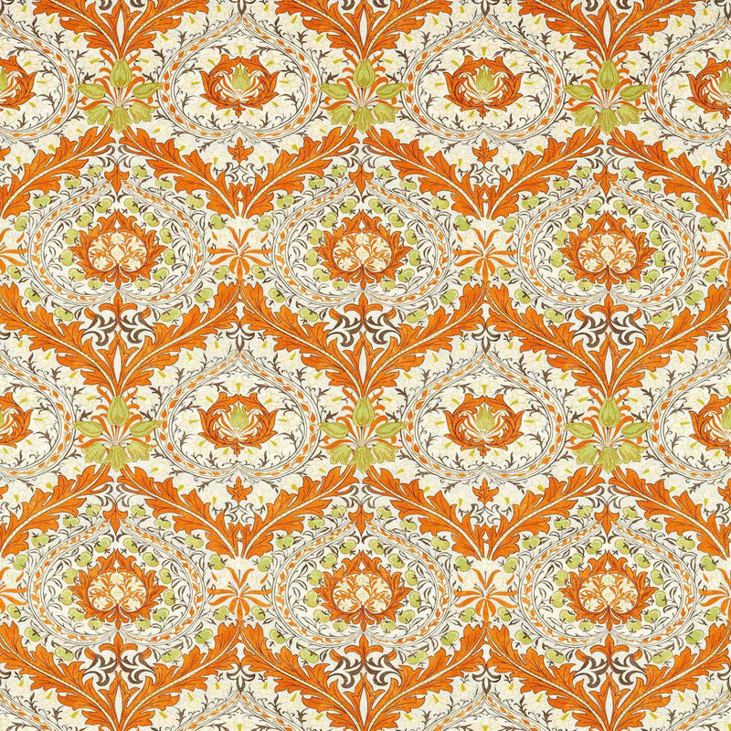 226994 Merton Cornubia Burnt Orange/Chartreuse Fabric by Morris & Co