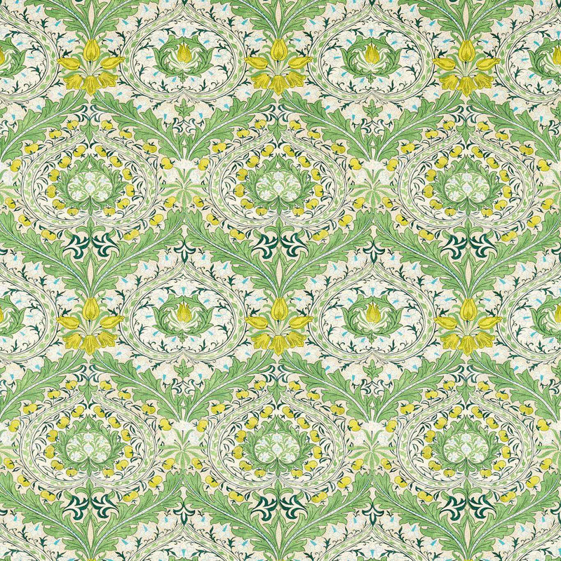 226995 Merton Cornubia Leaf Green/Sky Fabric by Morris & Co