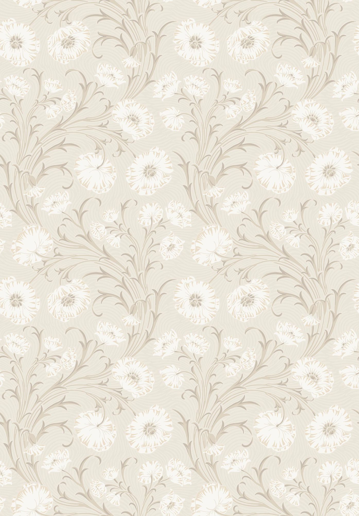 2269 Poppy Flow Beige and White Wallpaper by Boråstapeter