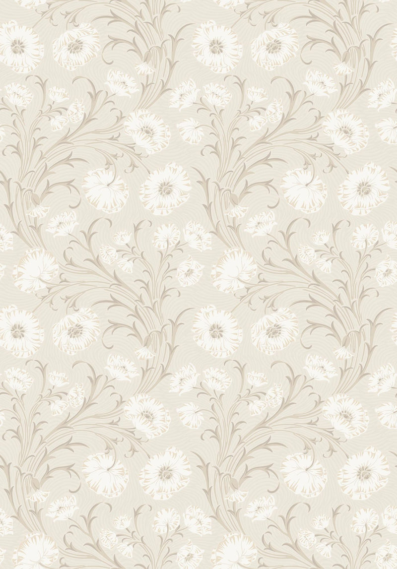 2269 Poppy Flow Beige and White Wallpaper by Boråstapeter