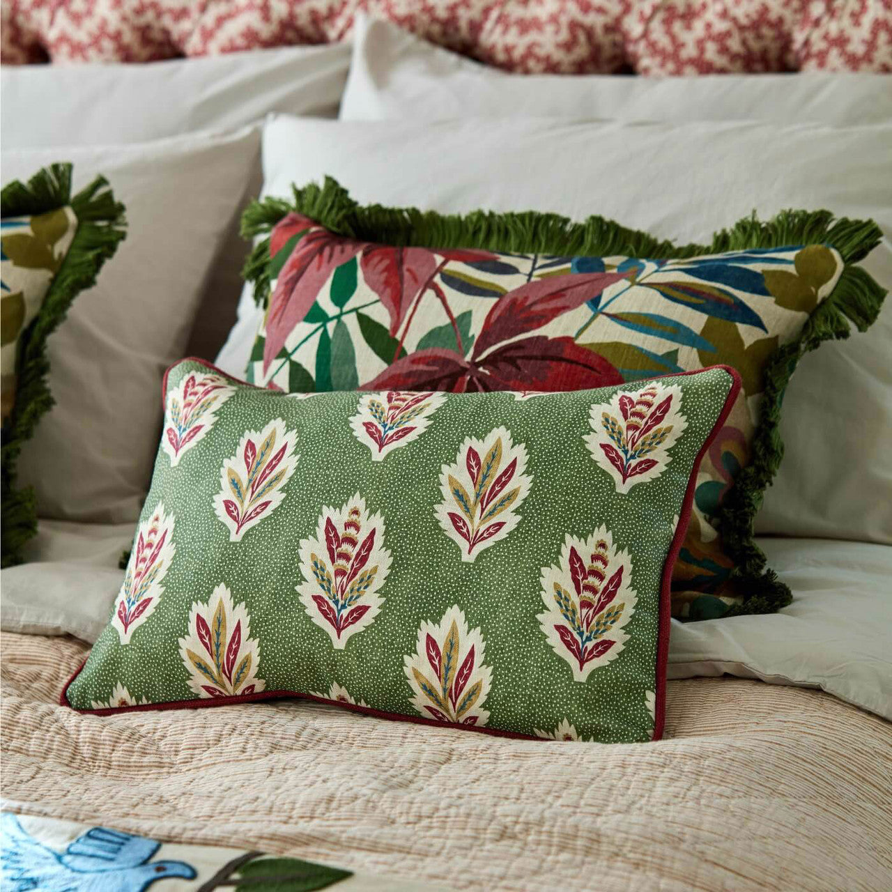 227075 Sessile Leaf Pinetum Prints Forest Green Fabric by Sanderson