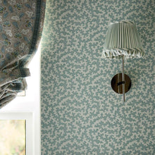 227091 Pinetum Stripe Pinetum Prints Blue Clay Fabric by Sanderson