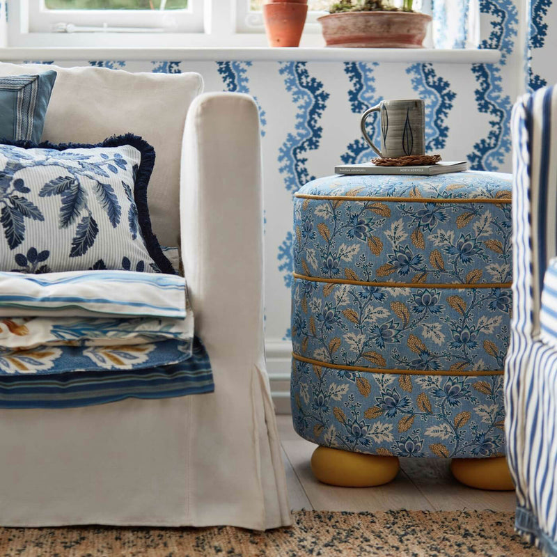 227095 Dallimore Pinetum Prints Indigo/Multi Fabric by Sanderson