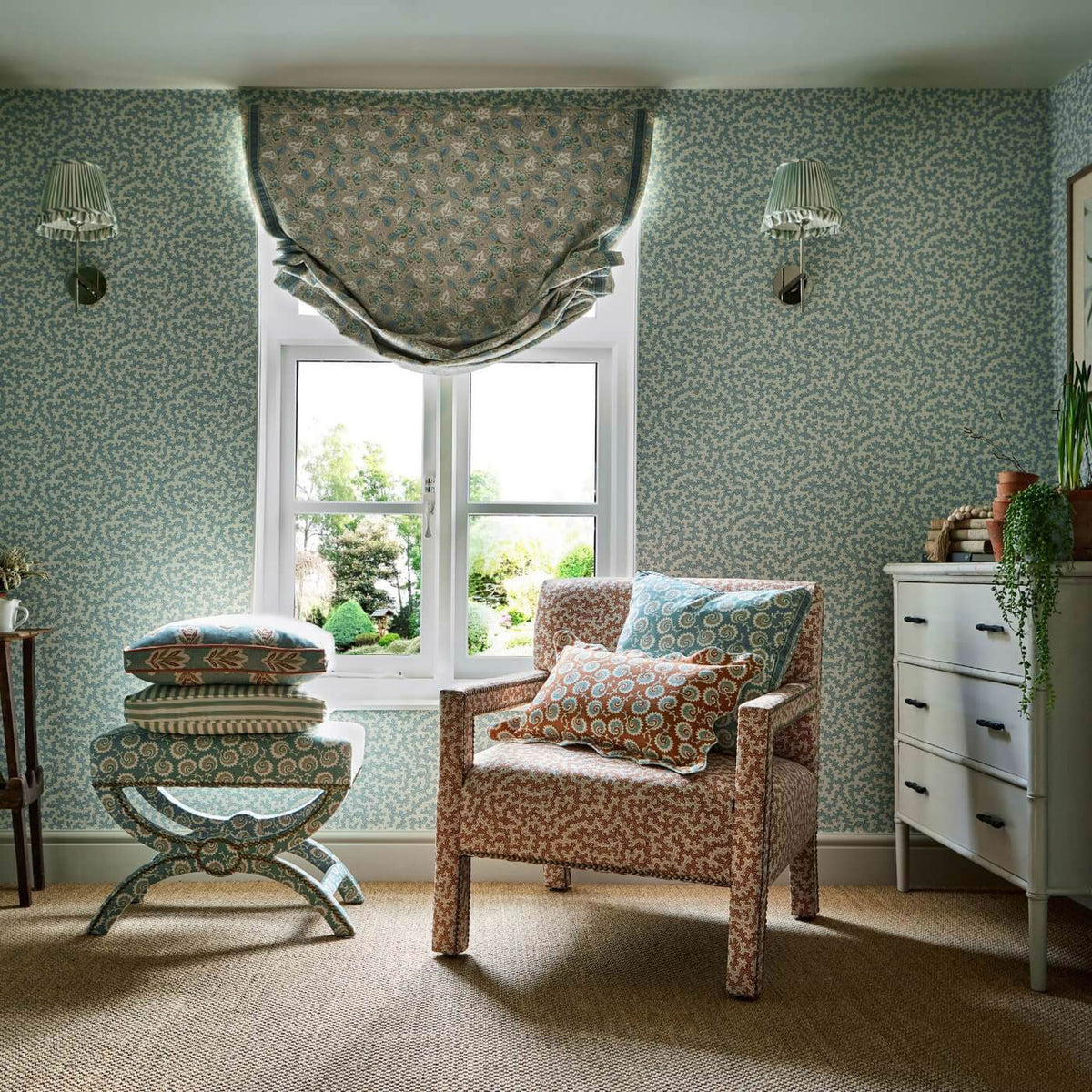 Dallimore Pinetum Prints Fawn/Multi Fabric by Sanderson