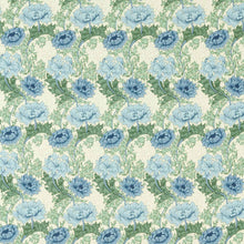 227099 Chrysanthemum Outdoor-Performance Indigo/Bayleaf Fabric by Morris & Co