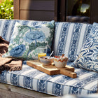 227099 Chrysanthemum Outdoor-Performance Indigo/Bayleaf Fabric by Morris & Co