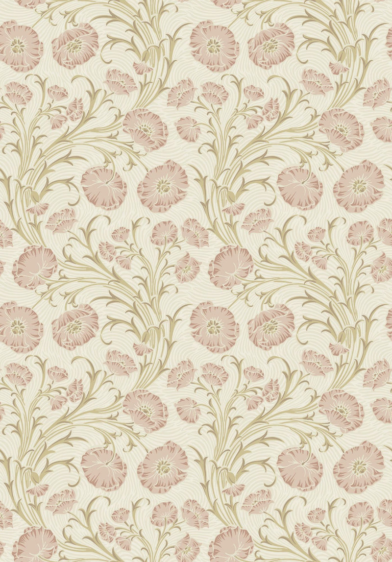 2270 Poppy Flow Pink and Beige Wallpaper by Boråstapeter