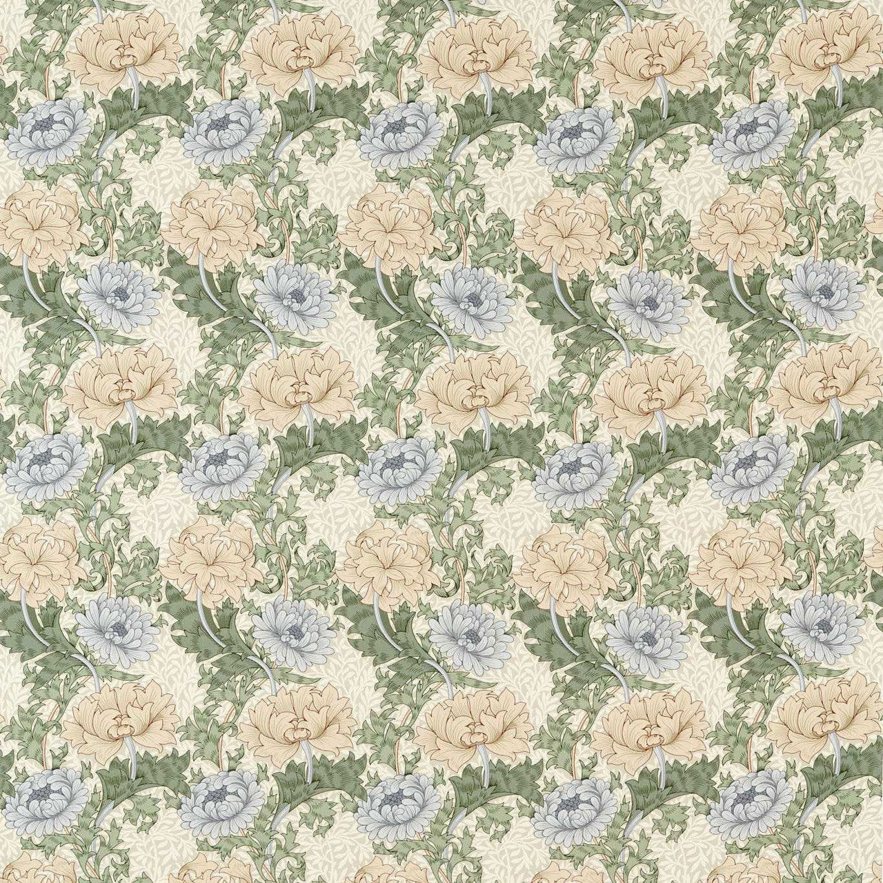 227101 Chrysanthemum Outdoor-Performance Mineral/Cream Fabric by Morris & Co