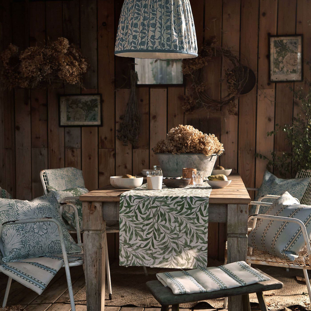 227108 Rosehip Outdoor-Performance Mineral Blue Fabric by Morris & Co