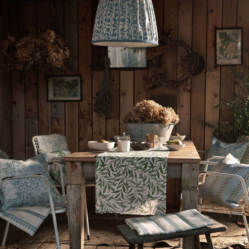 227108 Rosehip Outdoor-Performance Mineral Blue Fabric by Morris & Co