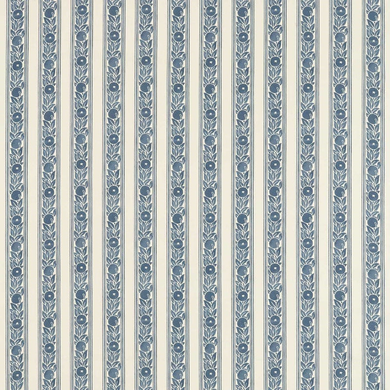 227117 Fruit Stripe Outdoor-Performance Indigo Fabric by Morris & Co